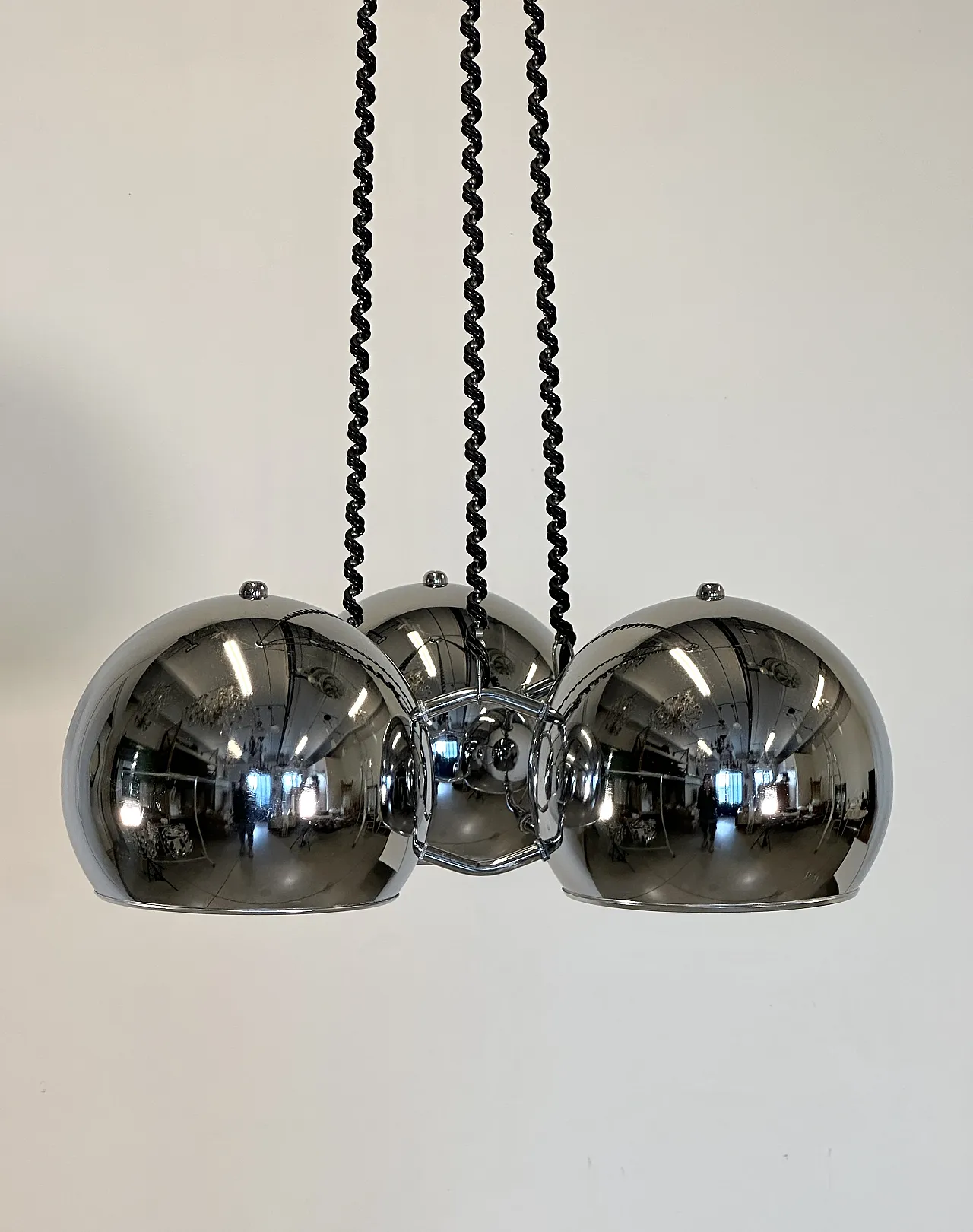 Lampadario space age in acciaio di Goffredo Reggiani anni 70 6