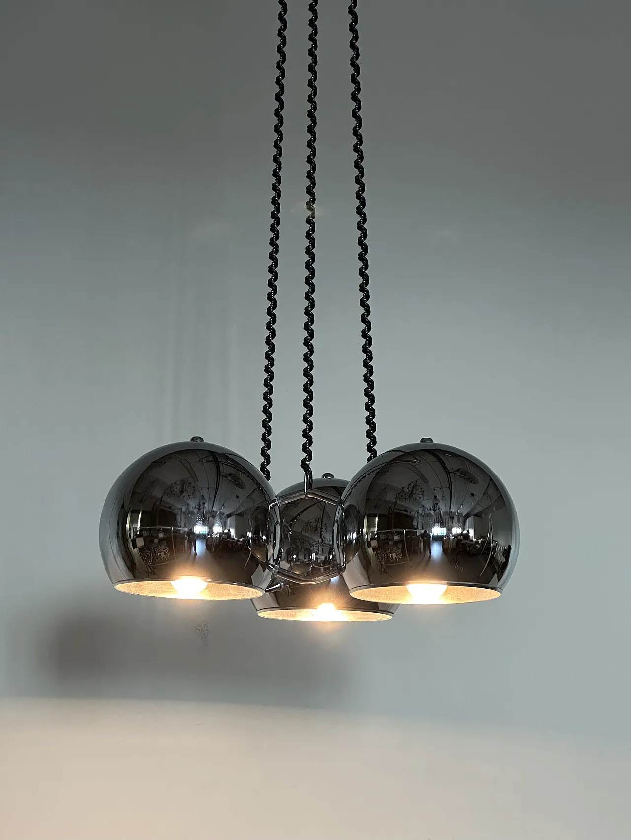 Lampadario space age in acciaio di Goffredo Reggiani anni 70 8