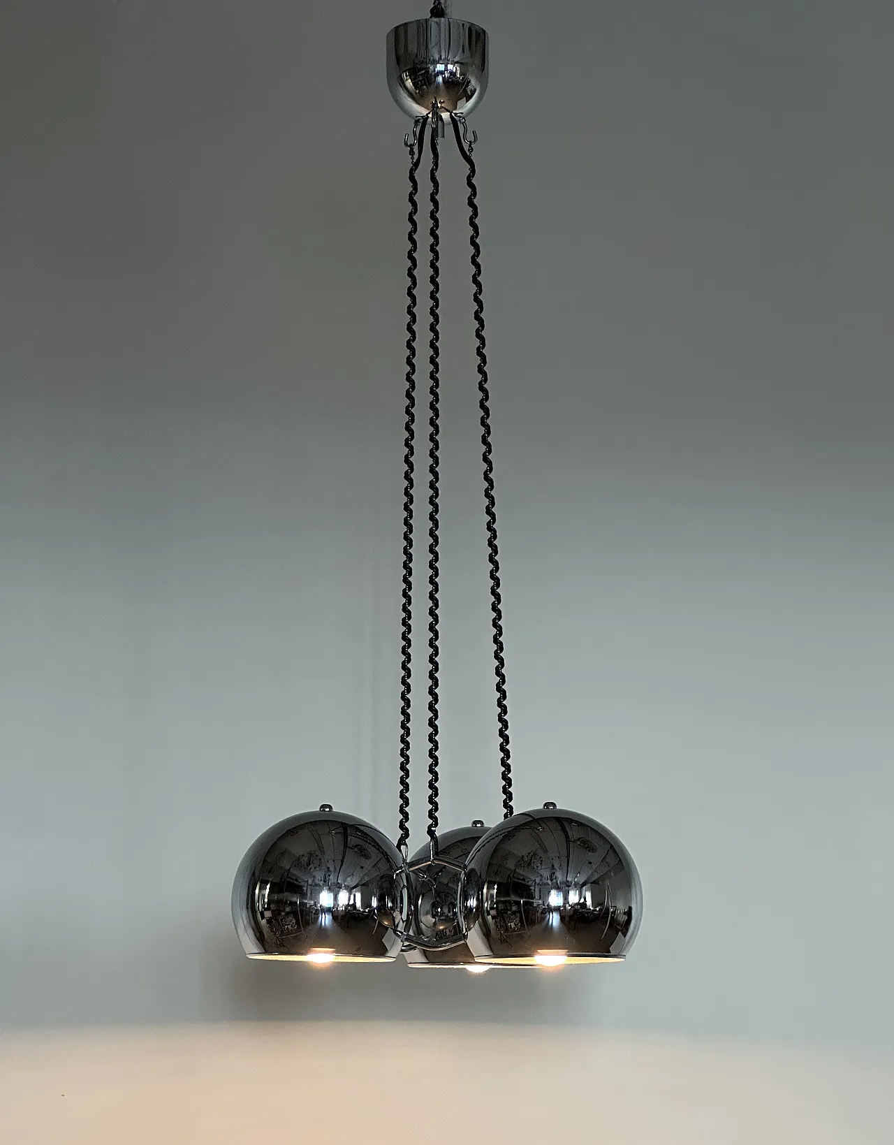 Lampadario space age in acciaio di Goffredo Reggiani anni 70 10