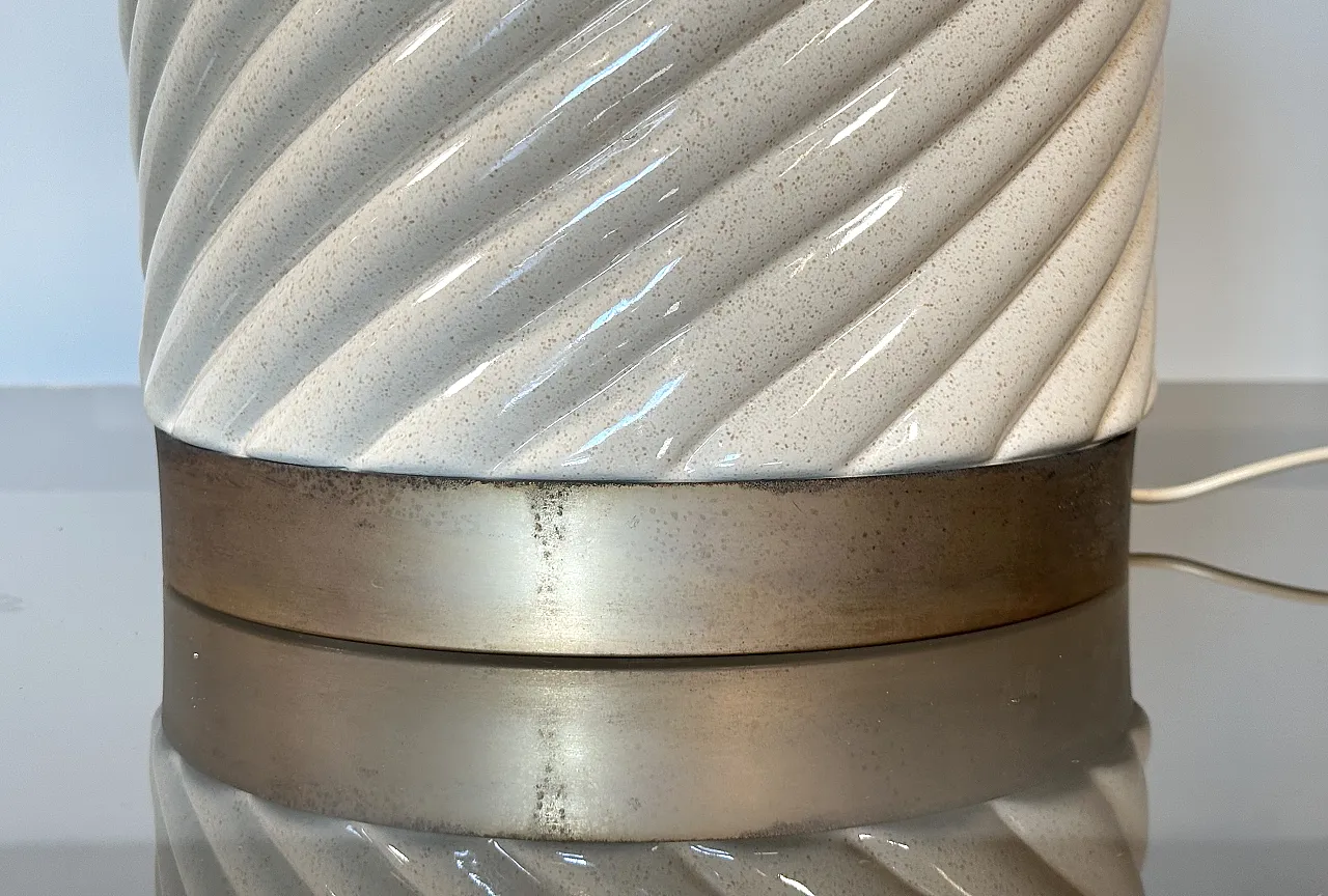 Lampada da tavolo in ceramica e ottone di Tommaso Barbi, anni '70 1