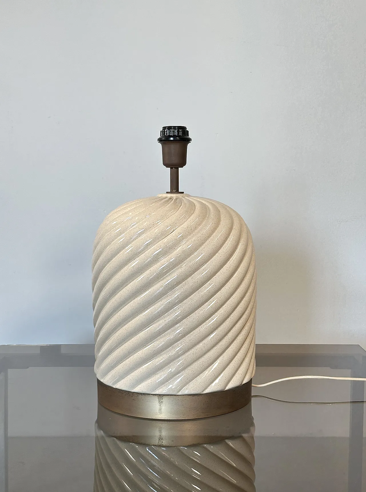 Lampada da tavolo in ceramica e ottone di Tommaso Barbi, anni '70 2