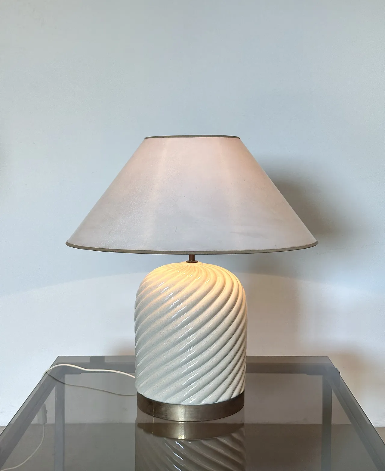 Lampada da tavolo in ceramica e ottone di Tommaso Barbi, anni '70 9