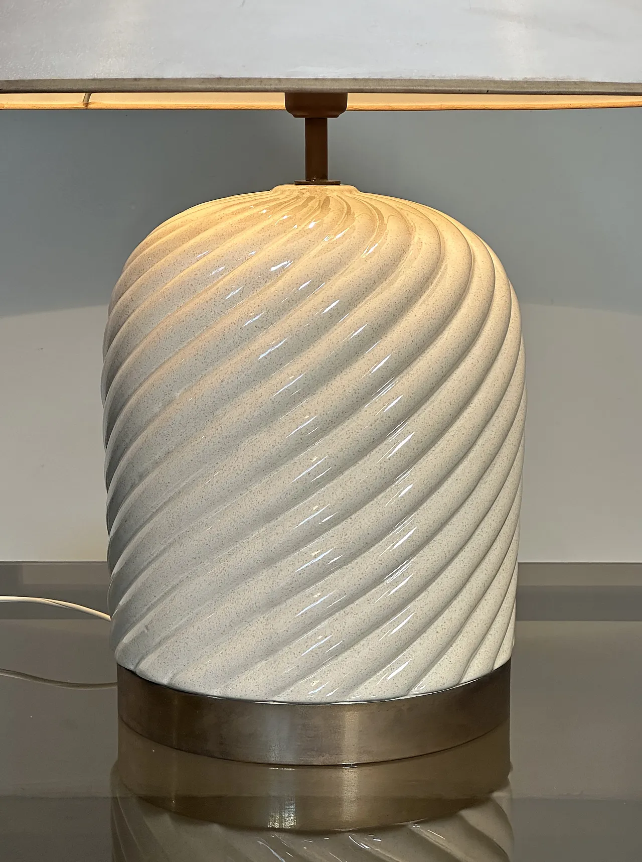 Lampada da tavolo in ceramica e ottone di Tommaso Barbi, anni '70 12