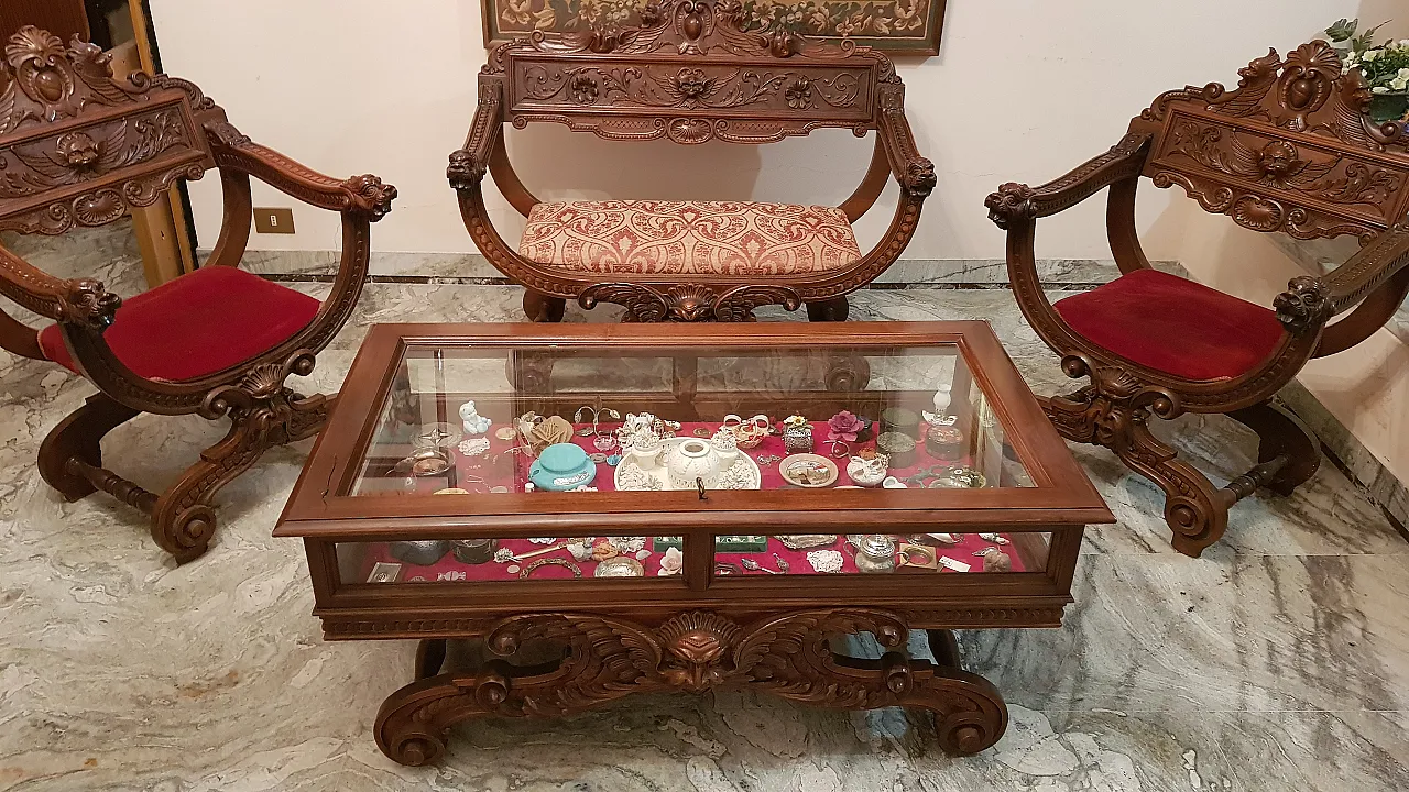 Salotto stile Savonarola neorinascimentale, anni '70 1