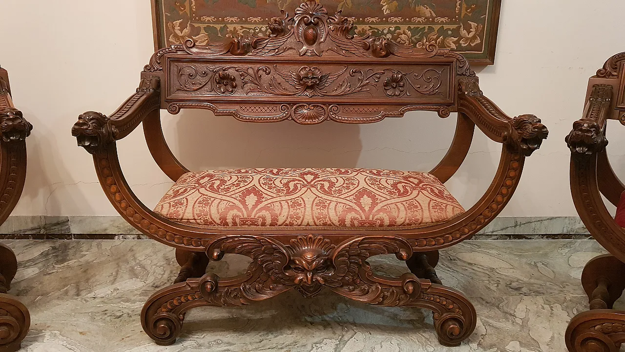 Salotto stile Savonarola neorinascimentale, anni '70 3