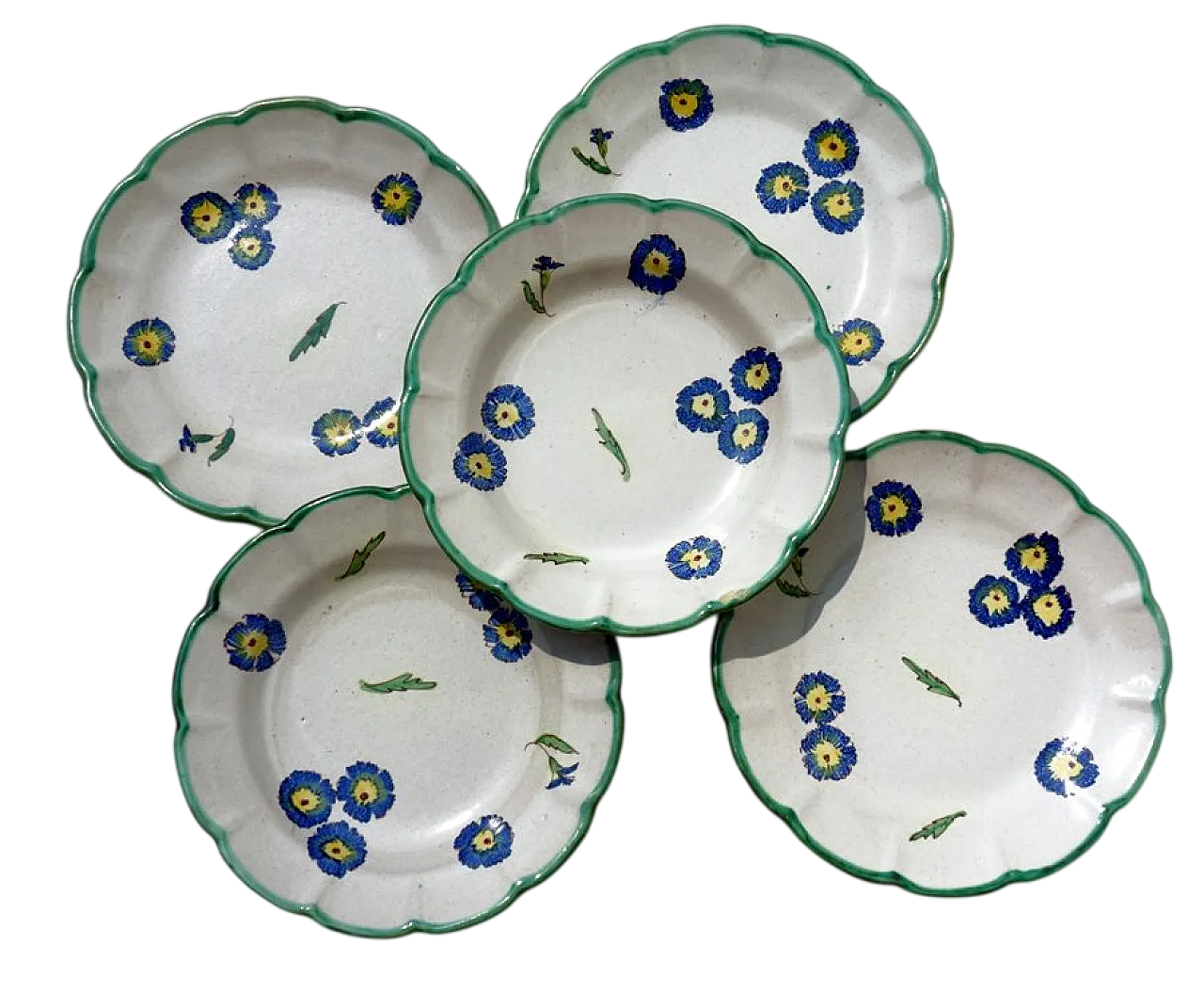 5 Piatti da fiori in ceramica di CAS Vietri, anni '60 6