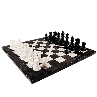 Chess set in hand carved alabaster, 1970s