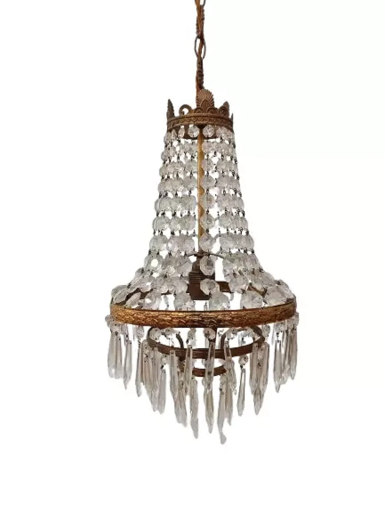 Lampadario in vetro in stile Impero, metà '900 1