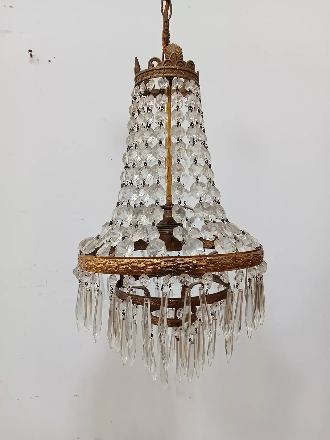 Lampadario in vetro in stile Impero, metà '900 2