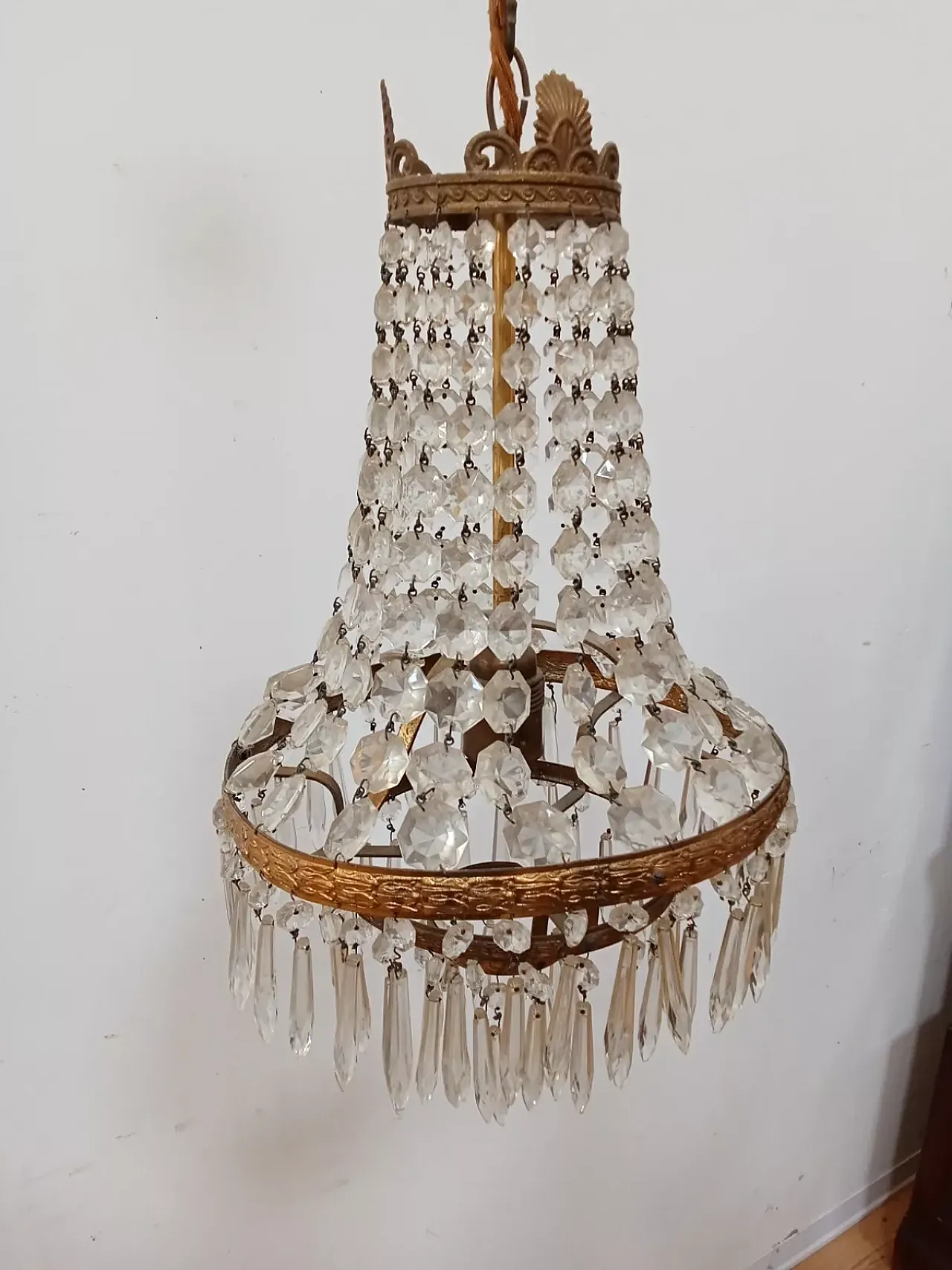 Lampadario in vetro in stile Impero, metà '900 5