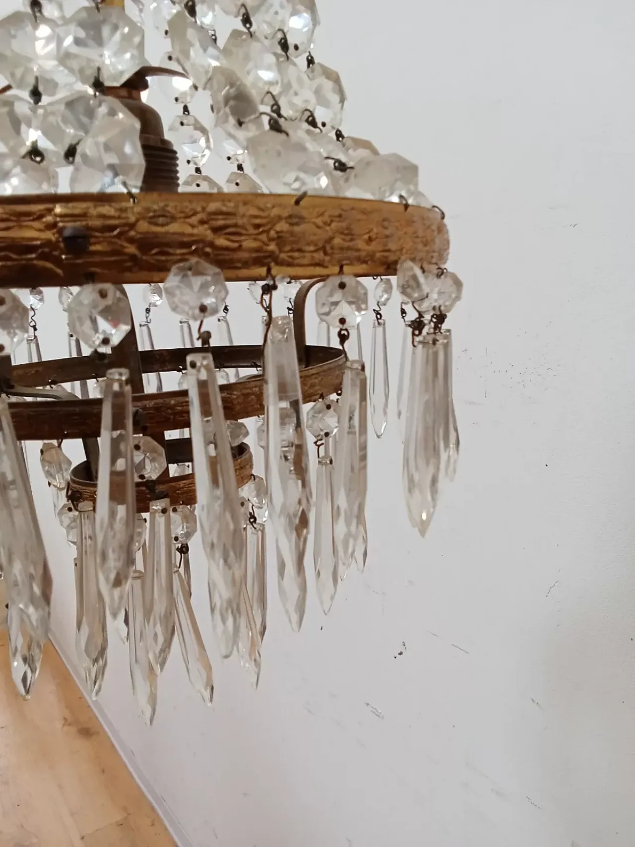 Lampadario in vetro in stile Impero, metà '900 11