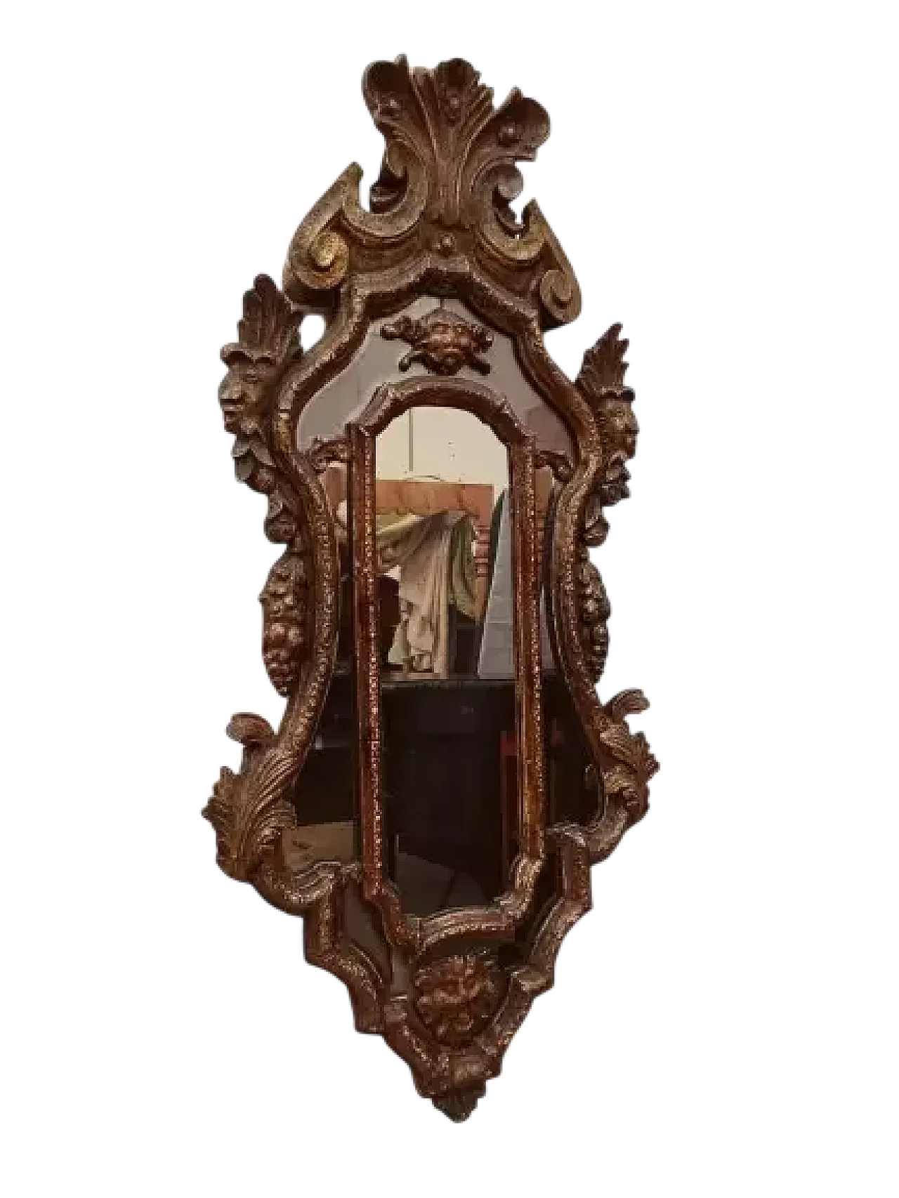 Specchiera in stile Luigi XV in legno dorato, fine '800 15