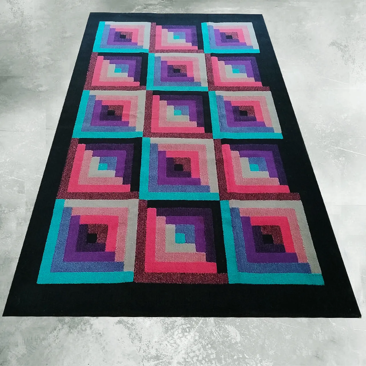 Geometric Italian Woolen Rug by Missoni for T& J Vestor, 1980s