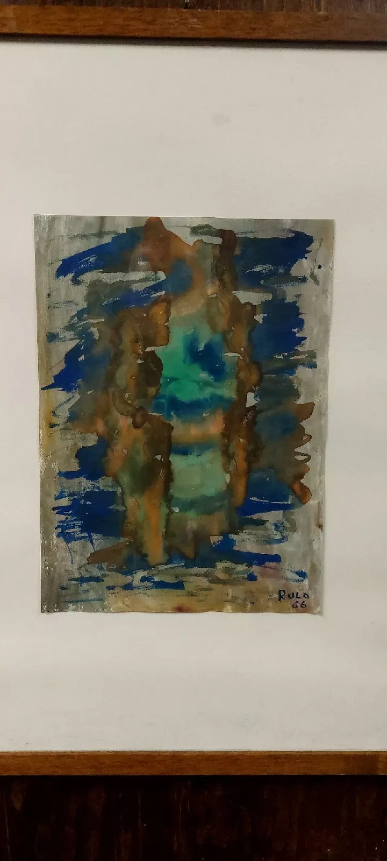 Abstract painting by Rulo, watercolour on paper, 1960s 2