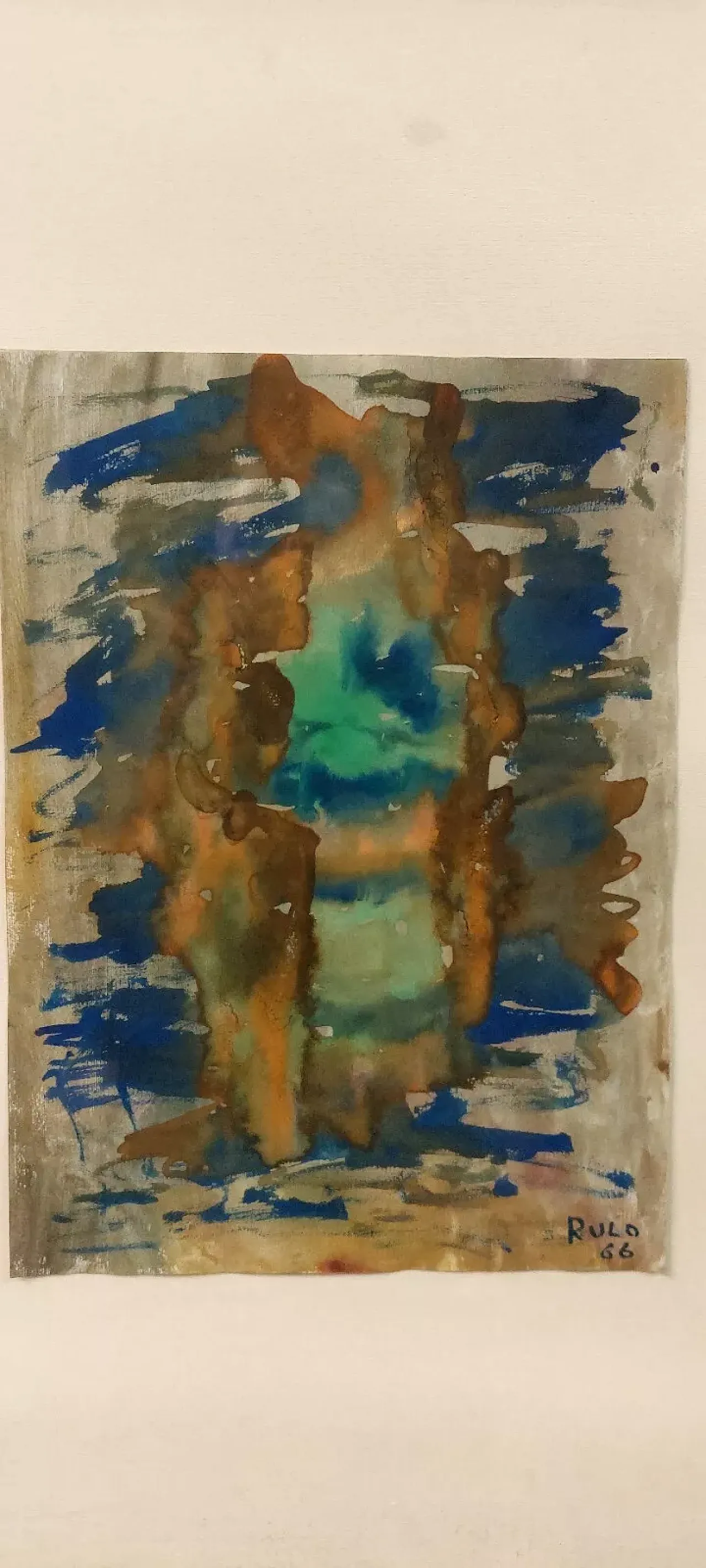 Abstract painting by Rulo, watercolour on paper, 1960s 3