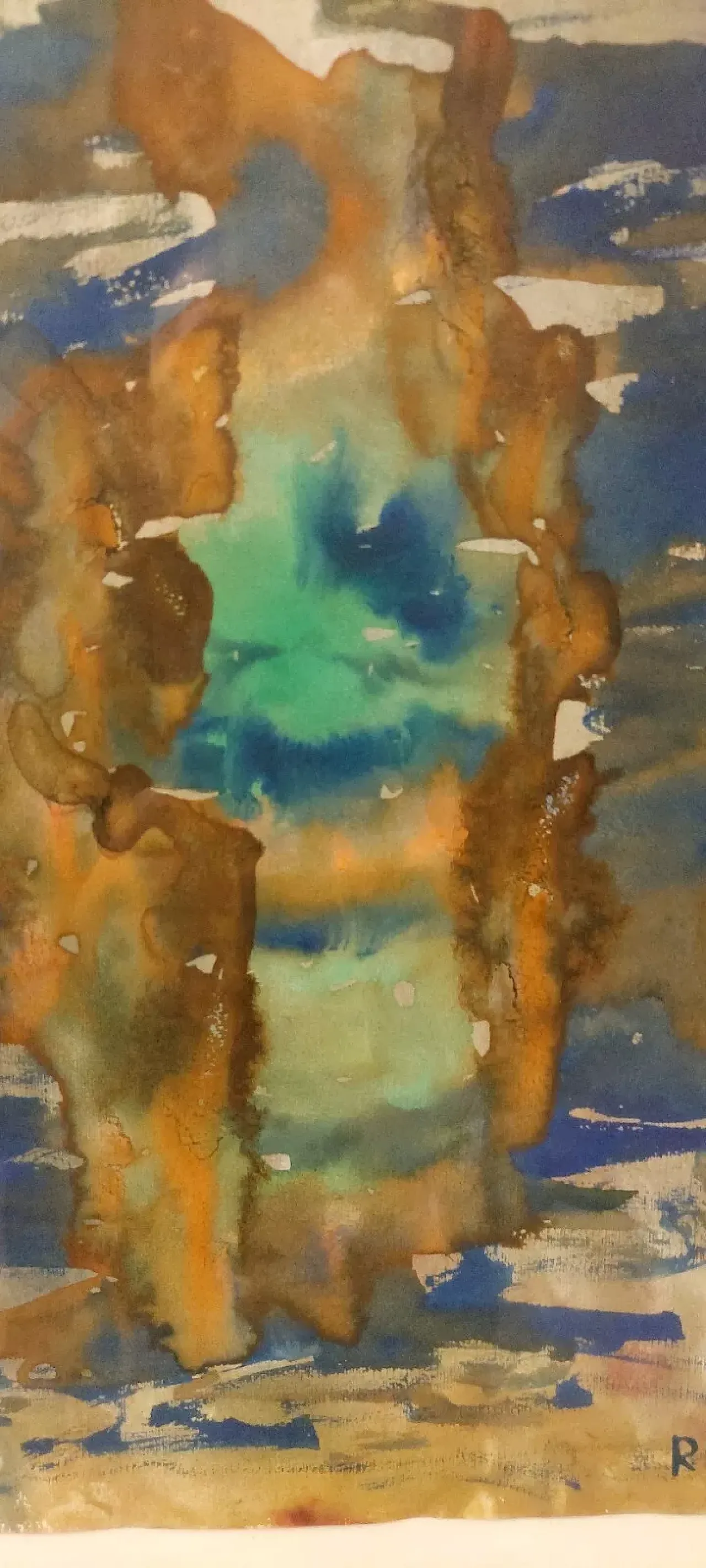 Abstract painting by Rulo, watercolour on paper, 1960s 5