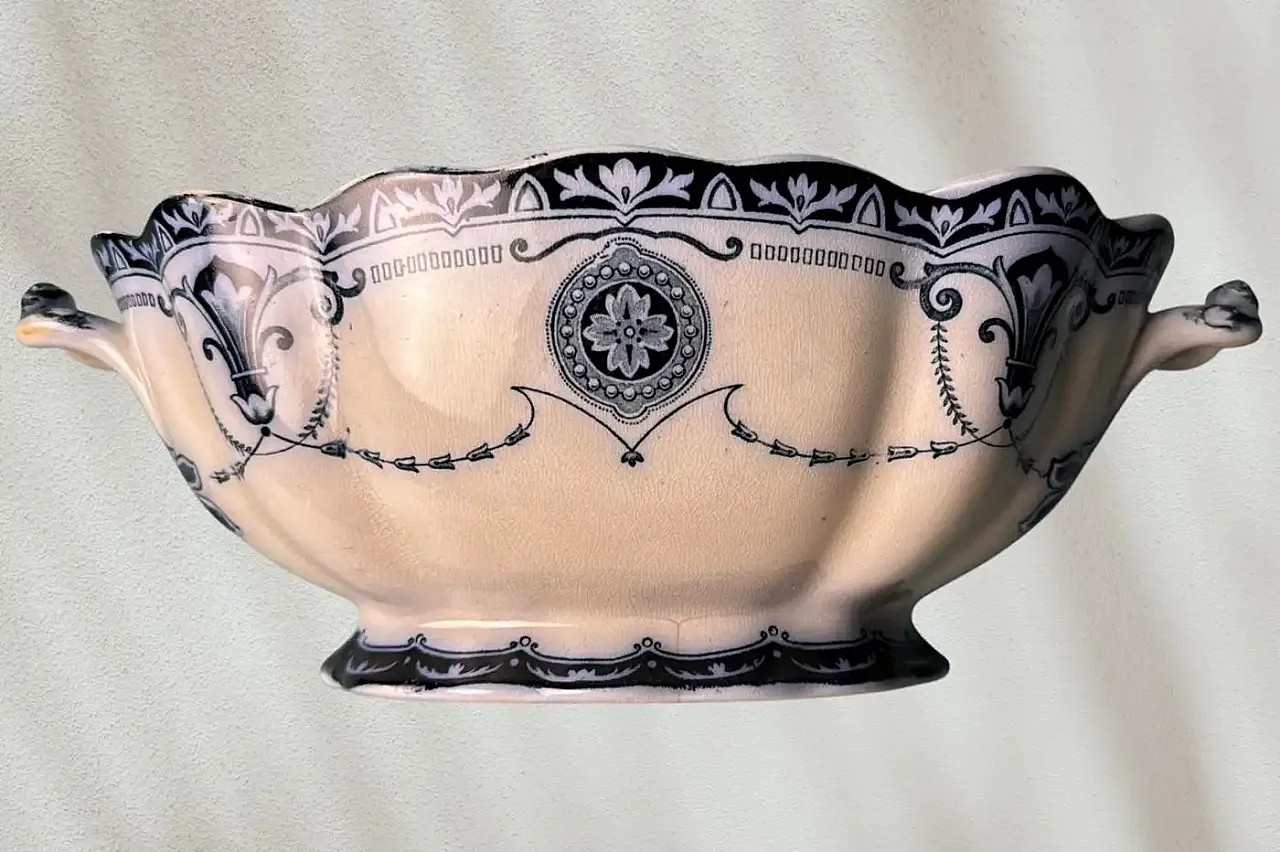 Zuppiera in porcellana blu Carlton, senza coperchio, primo '900 6