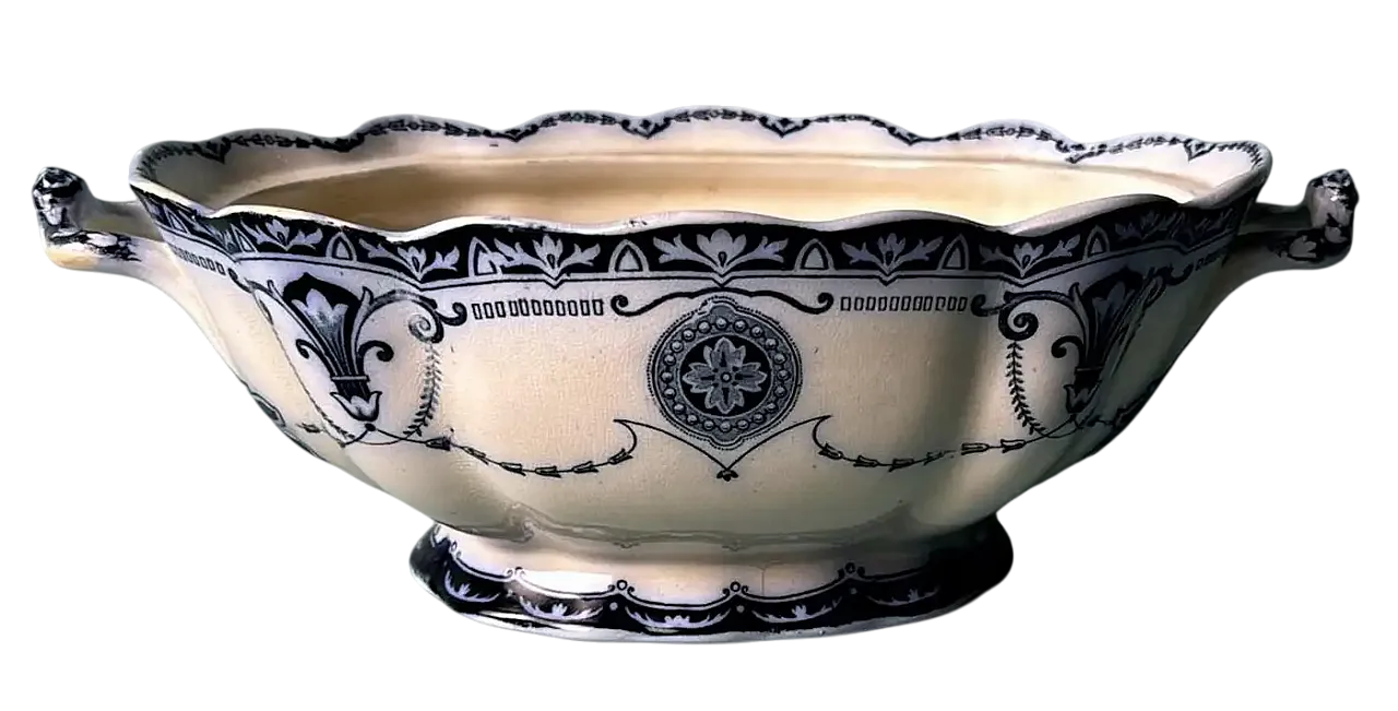 Zuppiera in porcellana blu Carlton, senza coperchio, primo '900 17