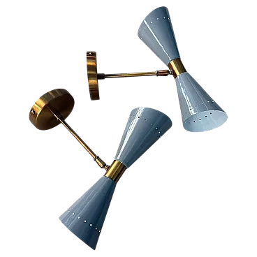 Coppia di applique in metallo e ottone in stile Stilnovo, anni 2000