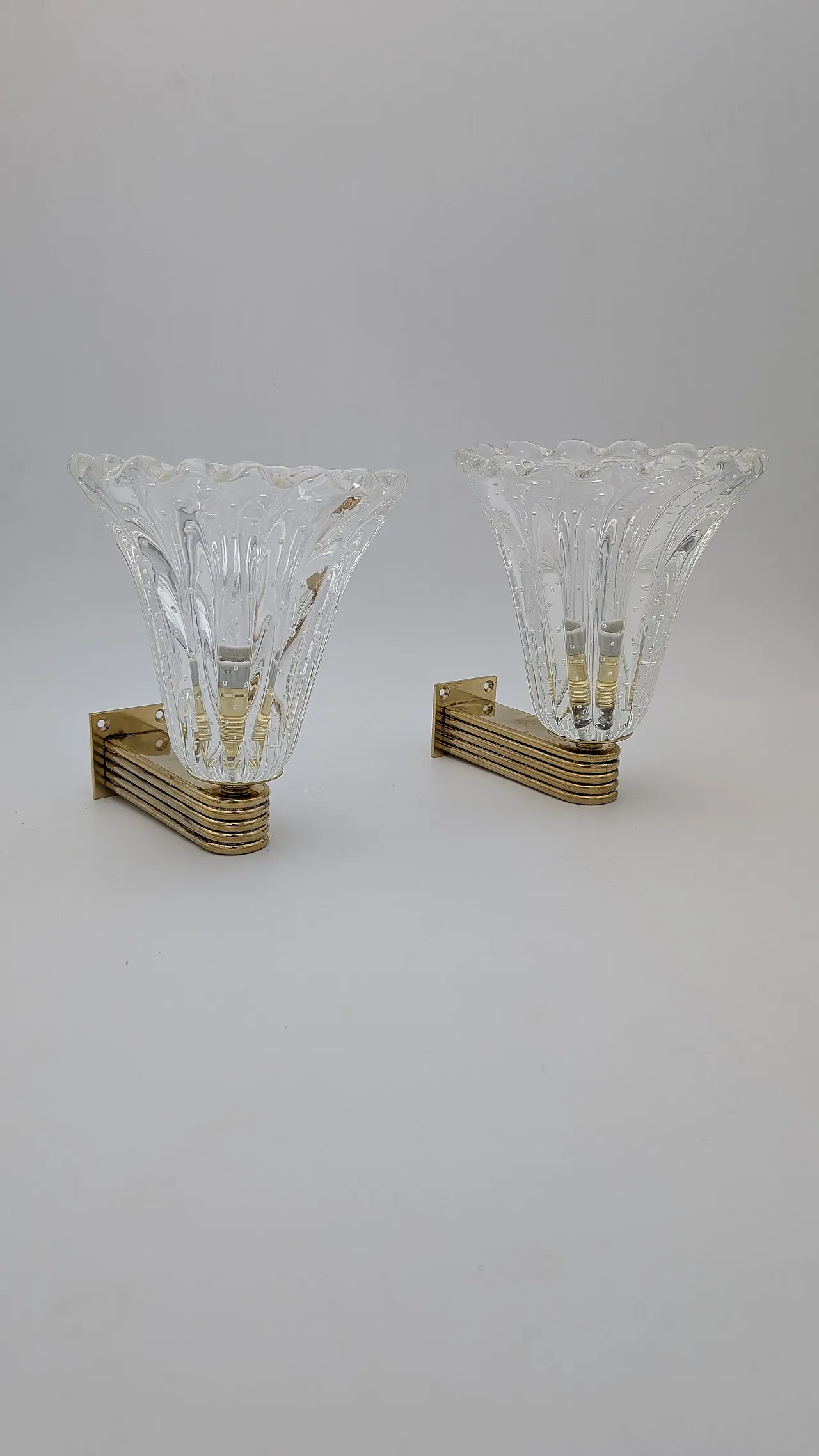 Coppia applique in vetro di Murano di Barovier, anni '50 1