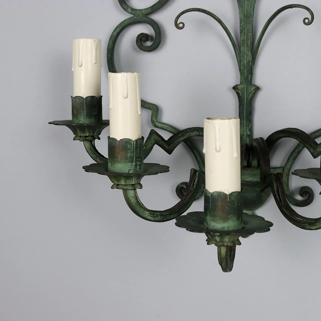 Coppia di Appliques a 5 luci in ferro battuto dipinto 4