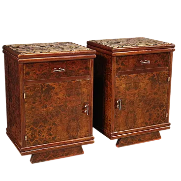 Pair of Italian bedside tables marble top, 20th century
