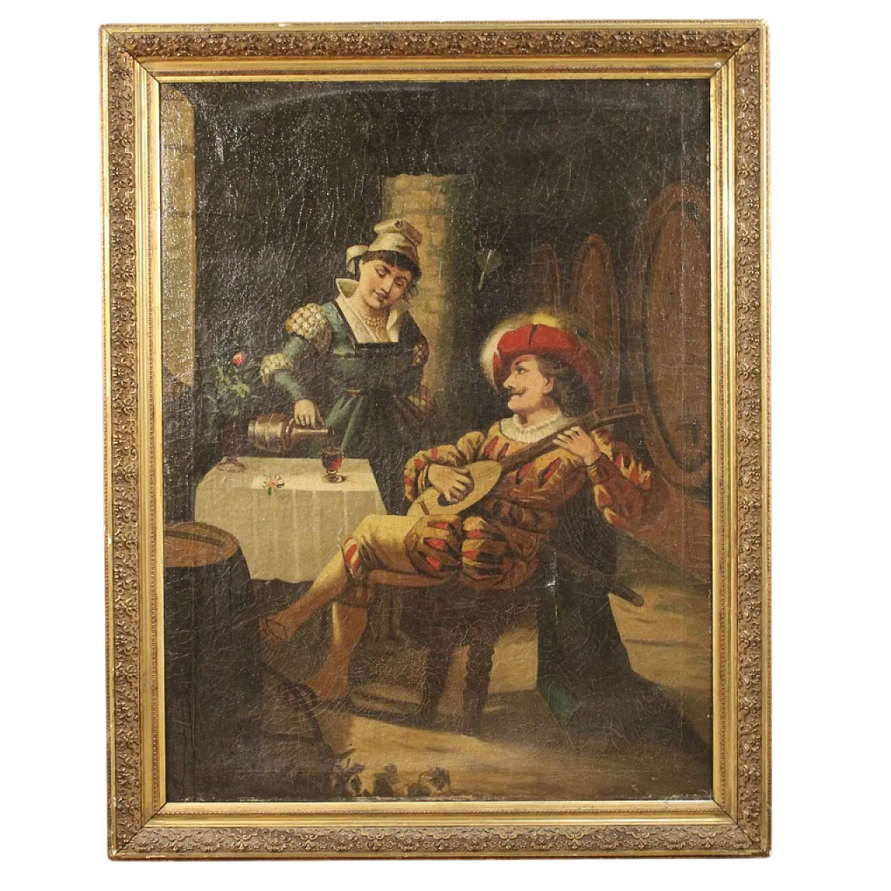 Dipinto italiano scena d'interno, '900 15