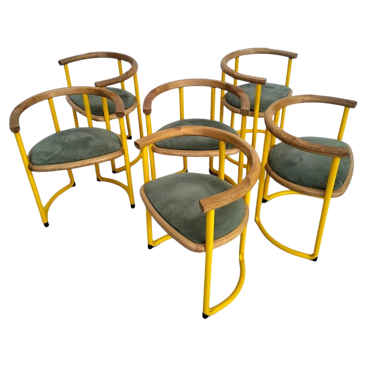 Set di 6 sedie gialle Achillea di Tito Agnoli per Ycami anni '70 13