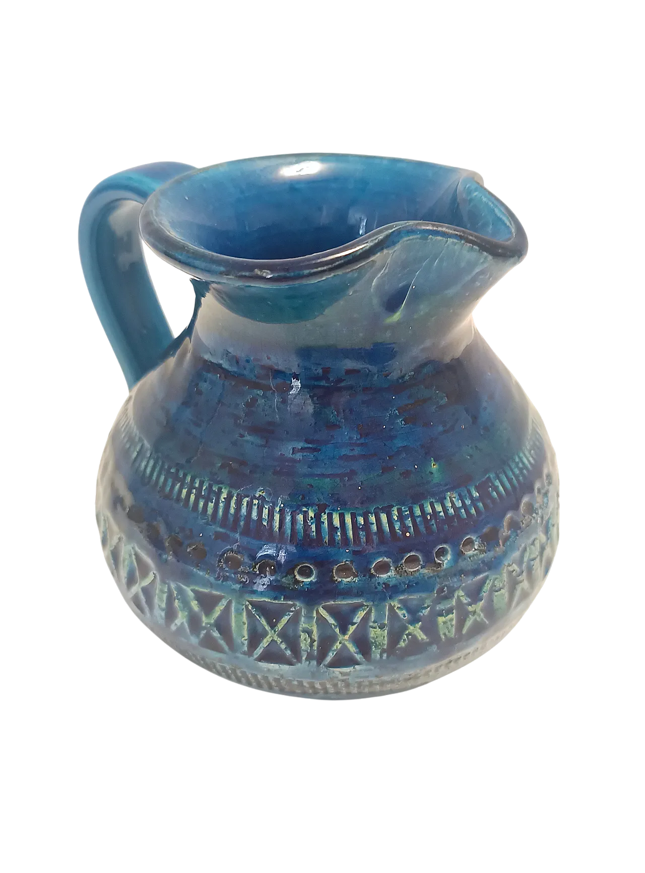 Brocca in ceramica laccata blu di Aldo Londi per Bitossi, anni '70 12