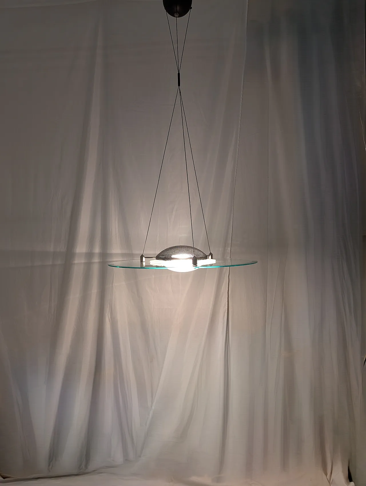 Suspension lamp with 70s's Mulated Glass plate 7