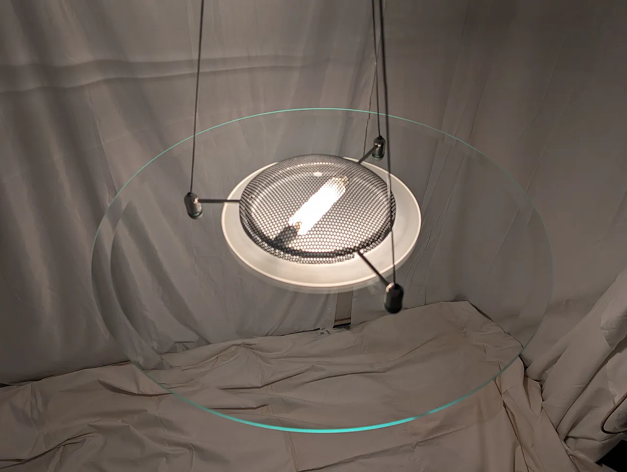 Suspension lamp with 70s's Mulated Glass plate 9