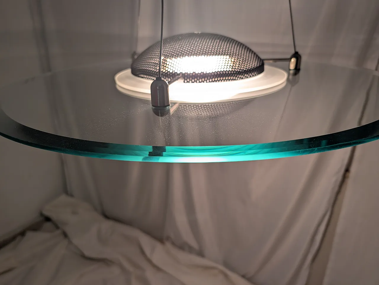 Suspension lamp with 70s's Mulated Glass plate 10