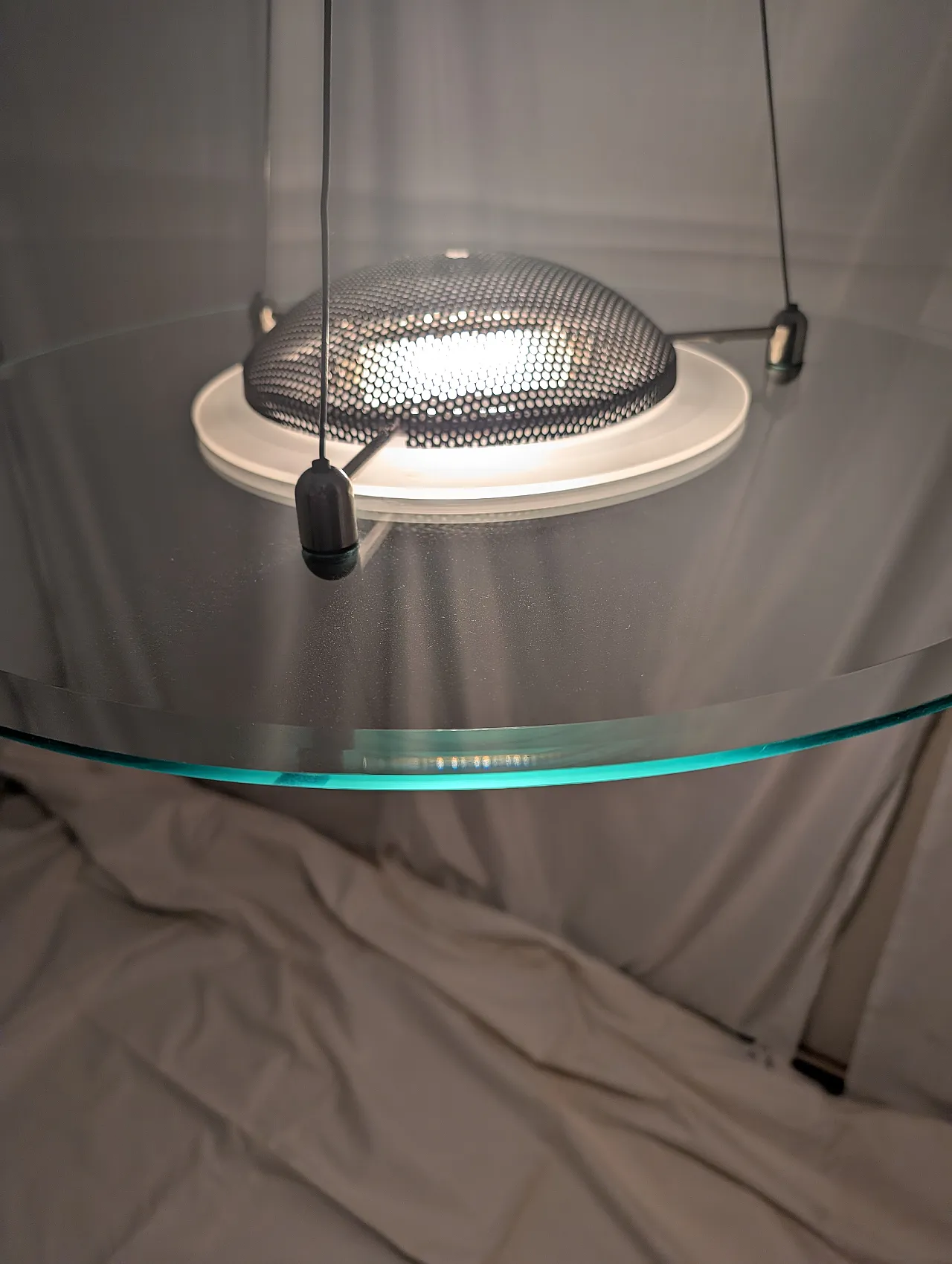 Suspension lamp with 70s's Mulated Glass plate 11