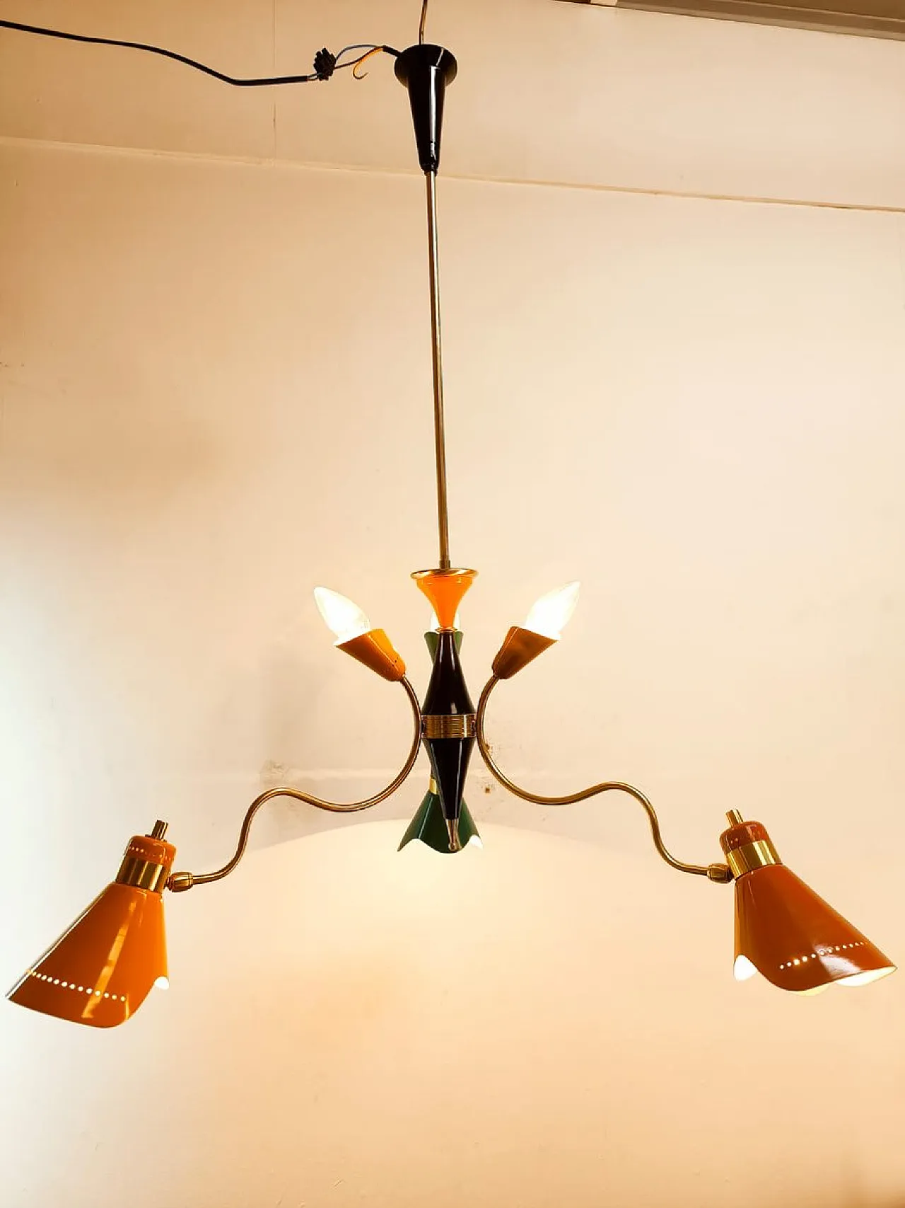 Chandelier with adjustable multi-coloured domes, 1960s 1