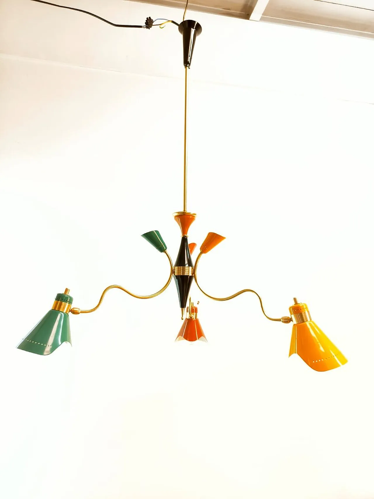 Chandelier with adjustable multi-coloured domes, 1960s 4