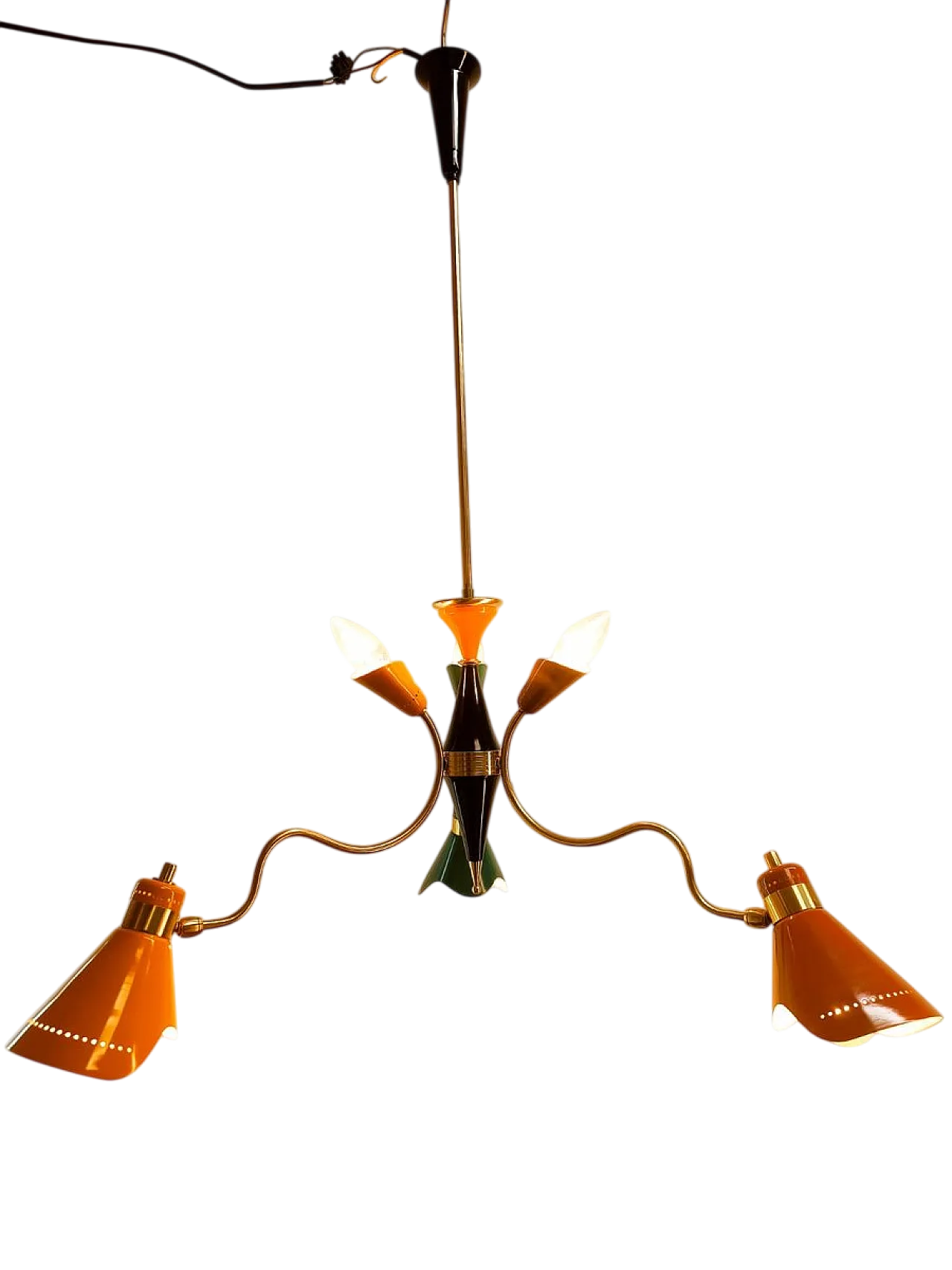 Chandelier with adjustable multi-coloured domes, 1960s 10