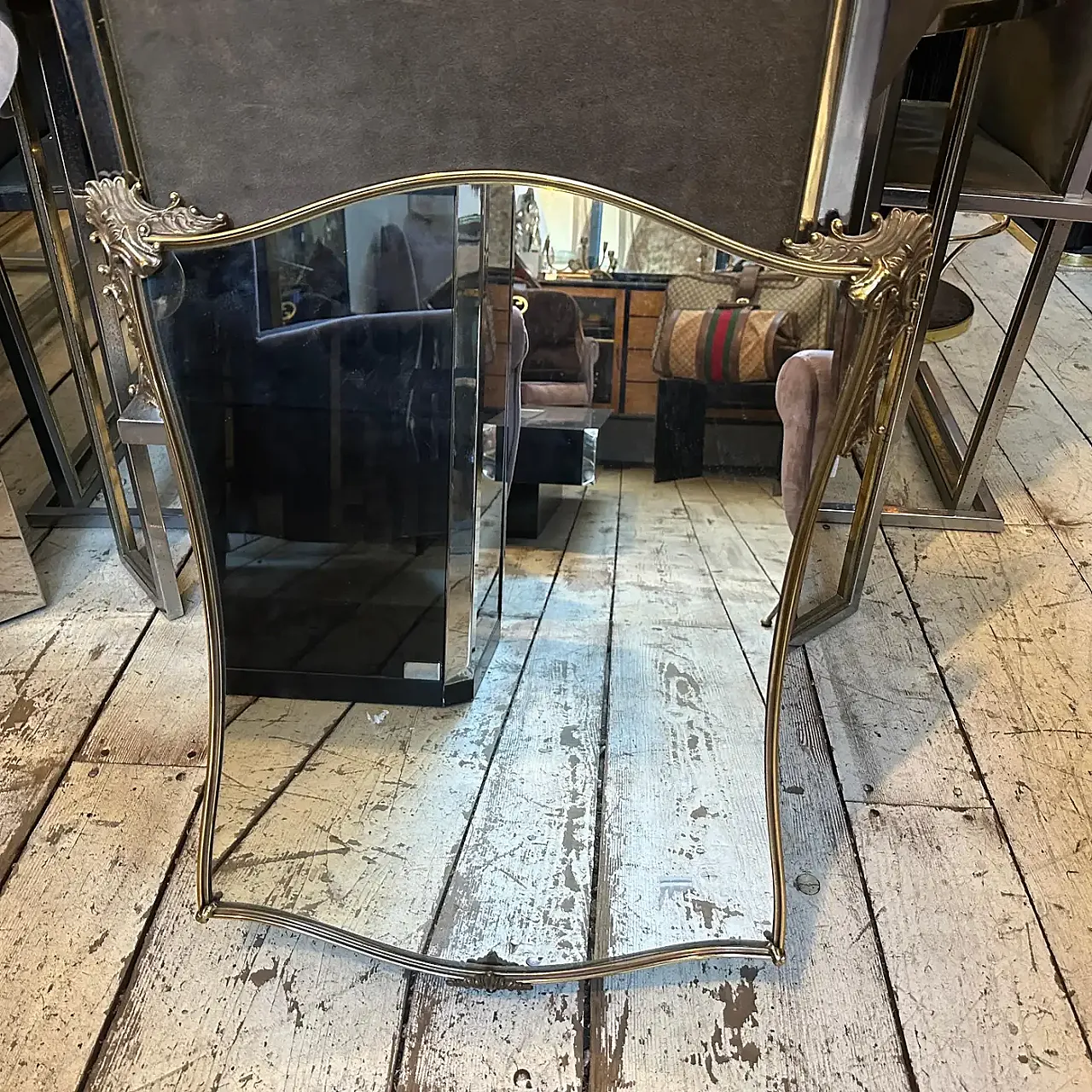 Specchio da parete in ottone di Gio Ponti, anni '50 2