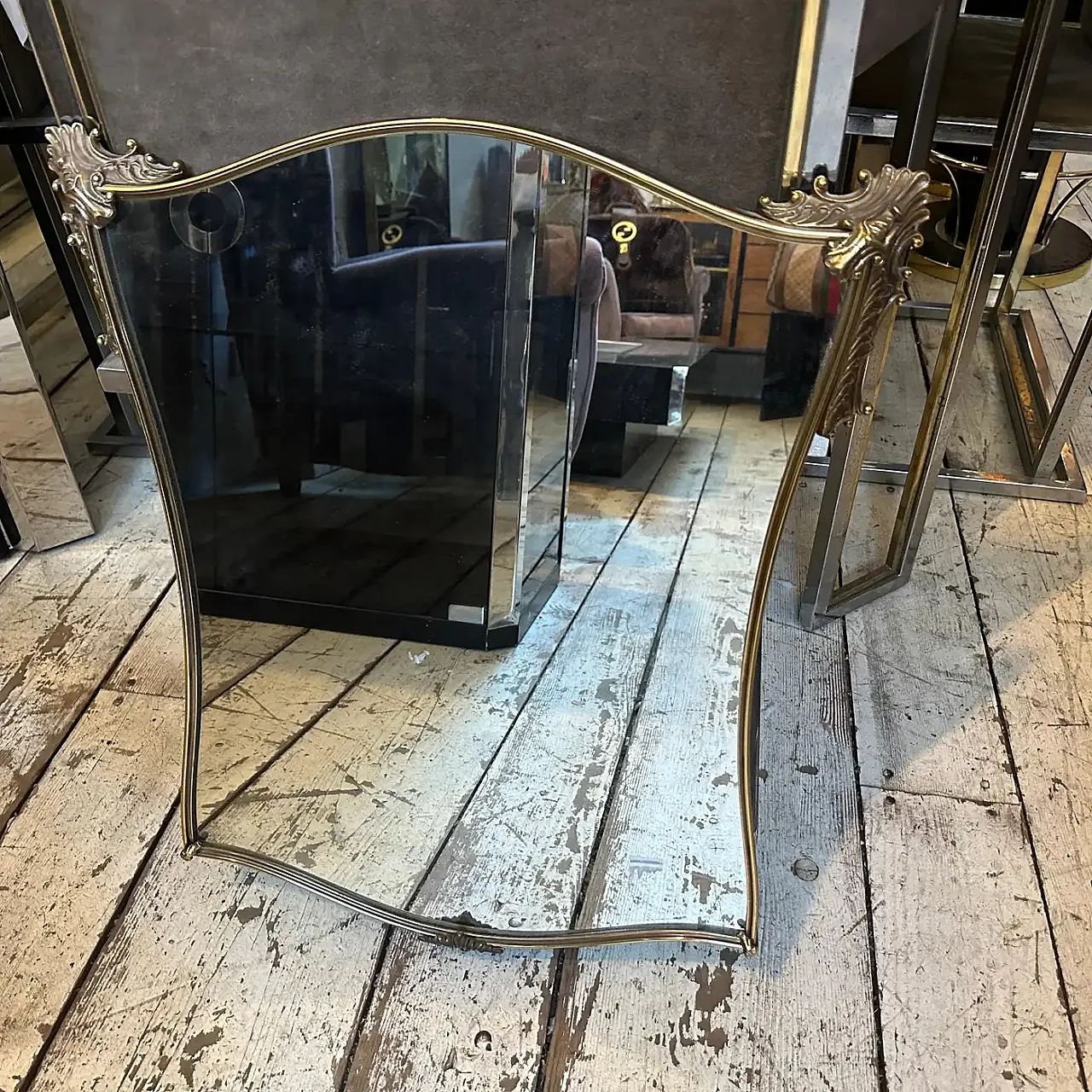 Specchio da parete in ottone di Gio Ponti, anni '50 3