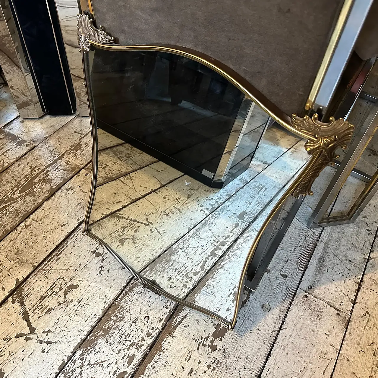 Specchio da parete in ottone di Gio Ponti, anni '50 6