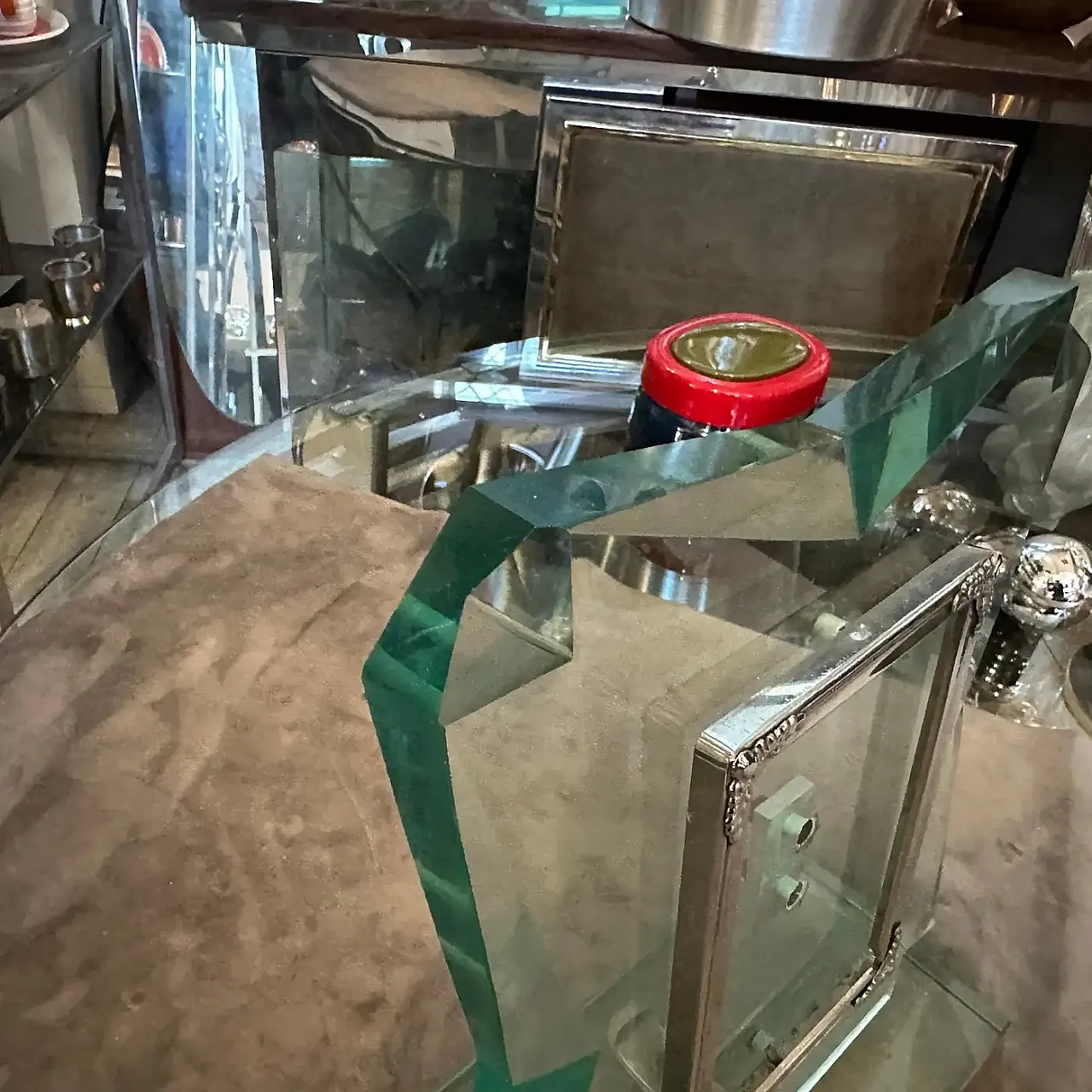 NIlo green glass frame in Fontana Arte style, 1960s 4