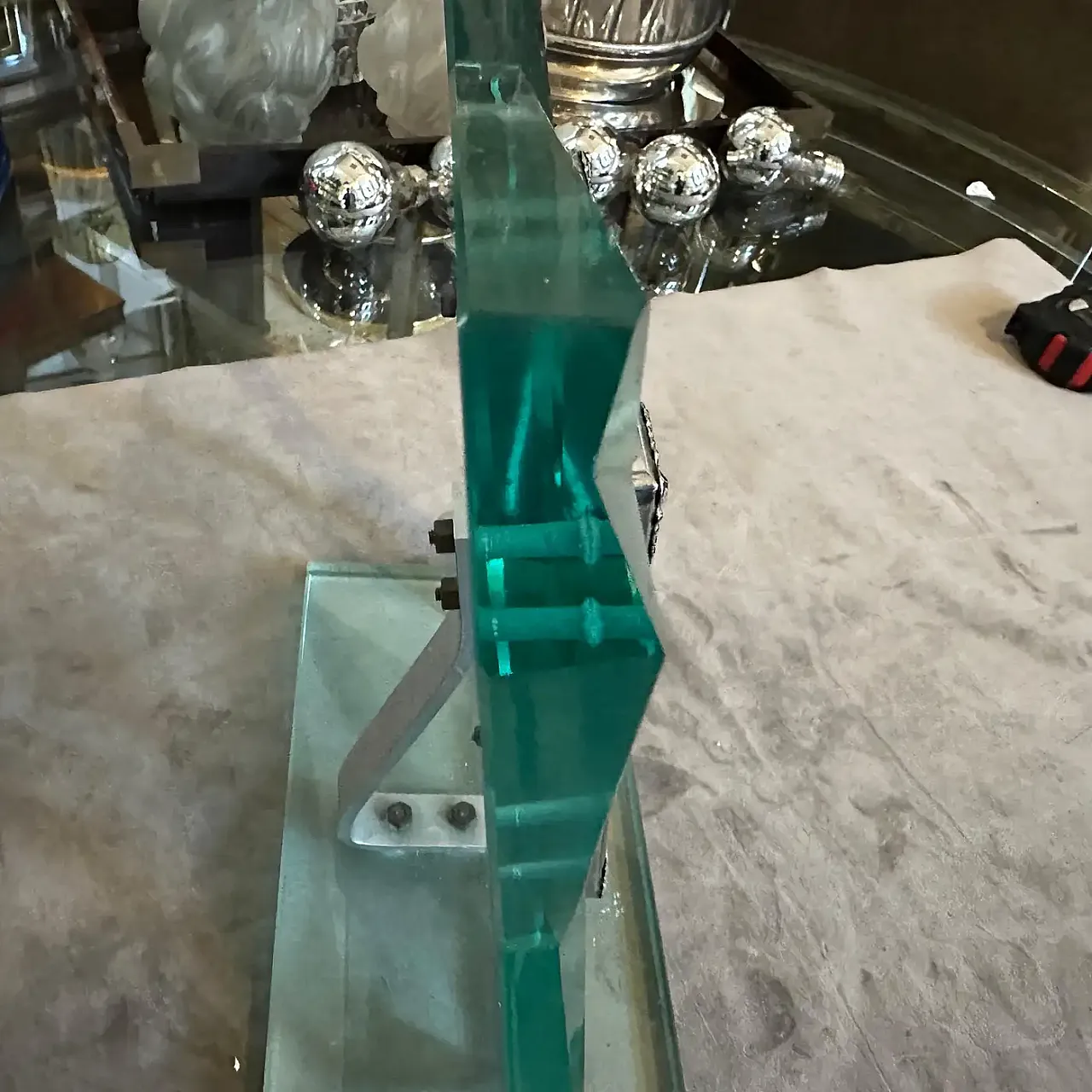 NIlo green glass frame in Fontana Arte style, 1960s 11