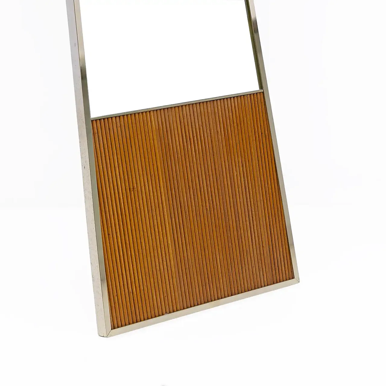 Specchio da terra in ottone e legno, anni '70 7