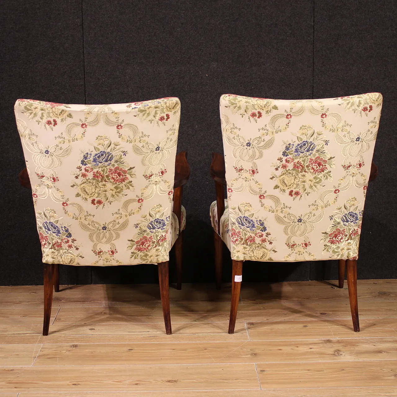Pair of Italian Mid-century beech armchairs, 20th century 5
