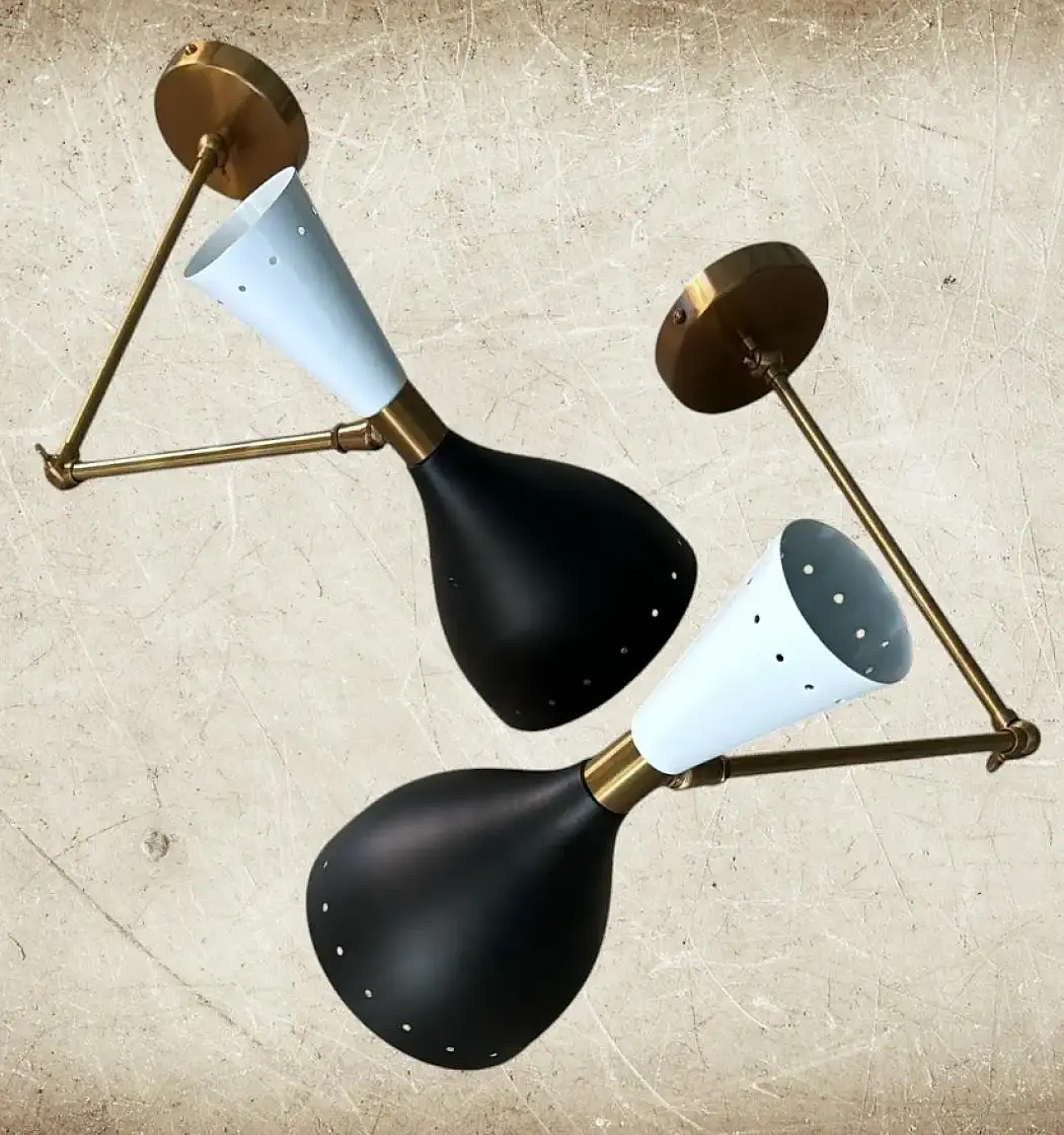 Coppia di applique in ottone e metallo in stile Stilnovo, anni 2000 2