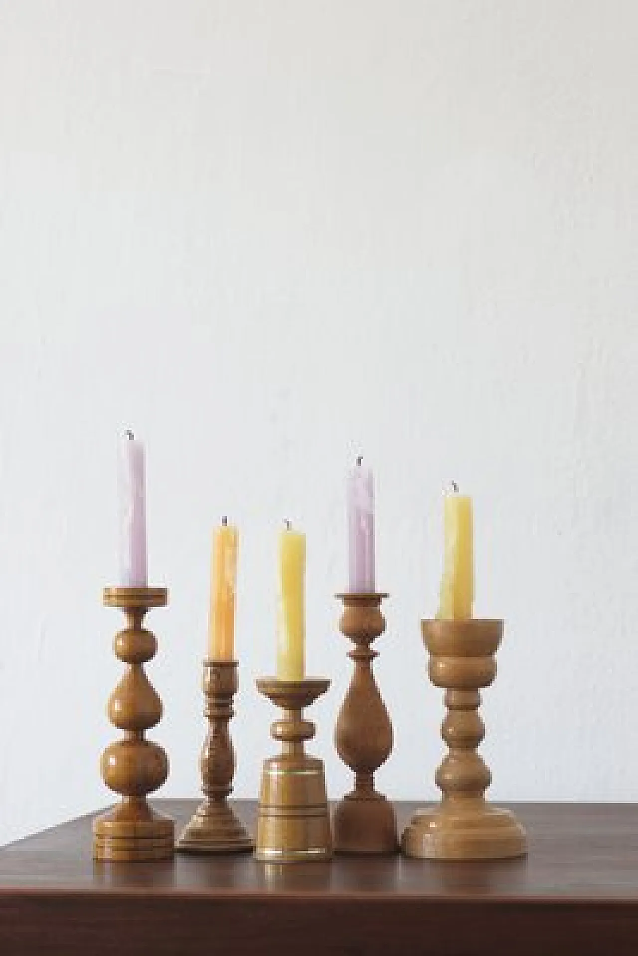 5 Wooden candleholders, 1970s 4