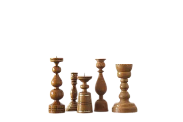 5 Wooden candleholders, 1970s