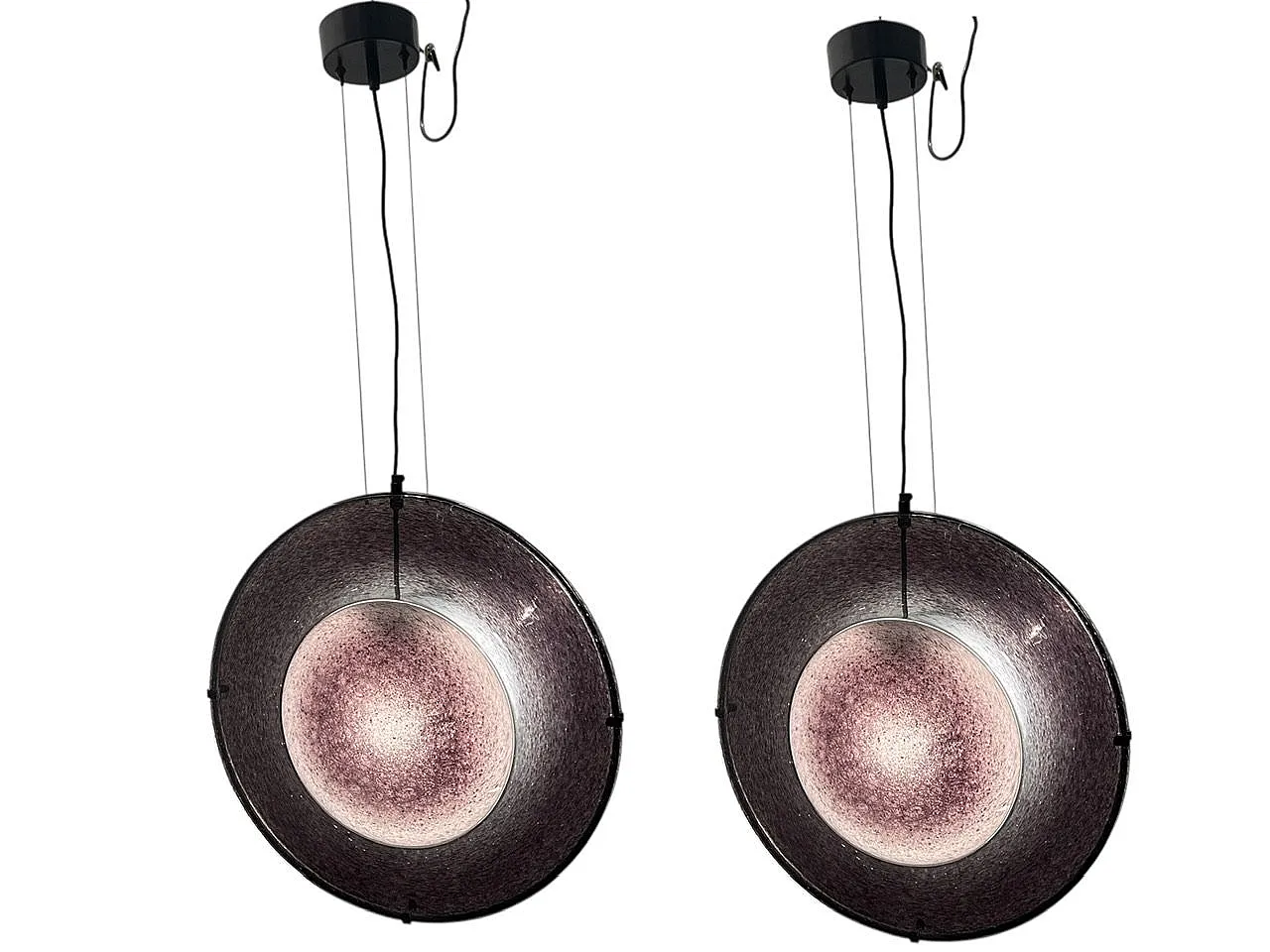 Coppia di lampadari in vetro di Murano di Arte Vetro, anni '80 3