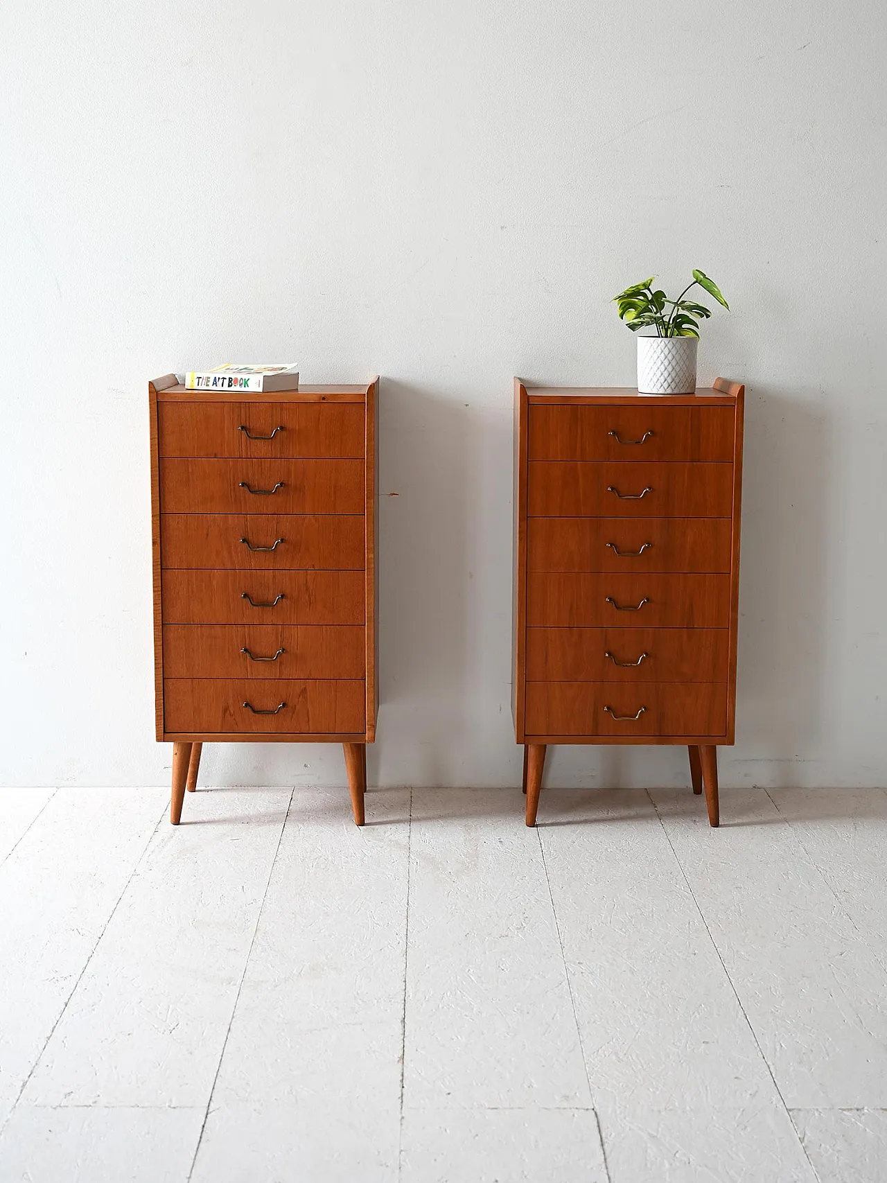 Couple Scandinavian bedside tables in 1950s 1