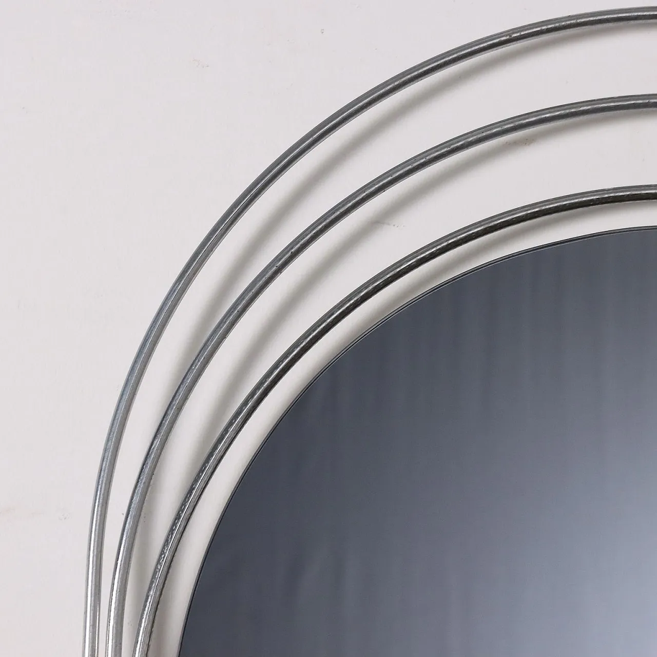 Specchio da parete in metallo e vetro, anni '70 3