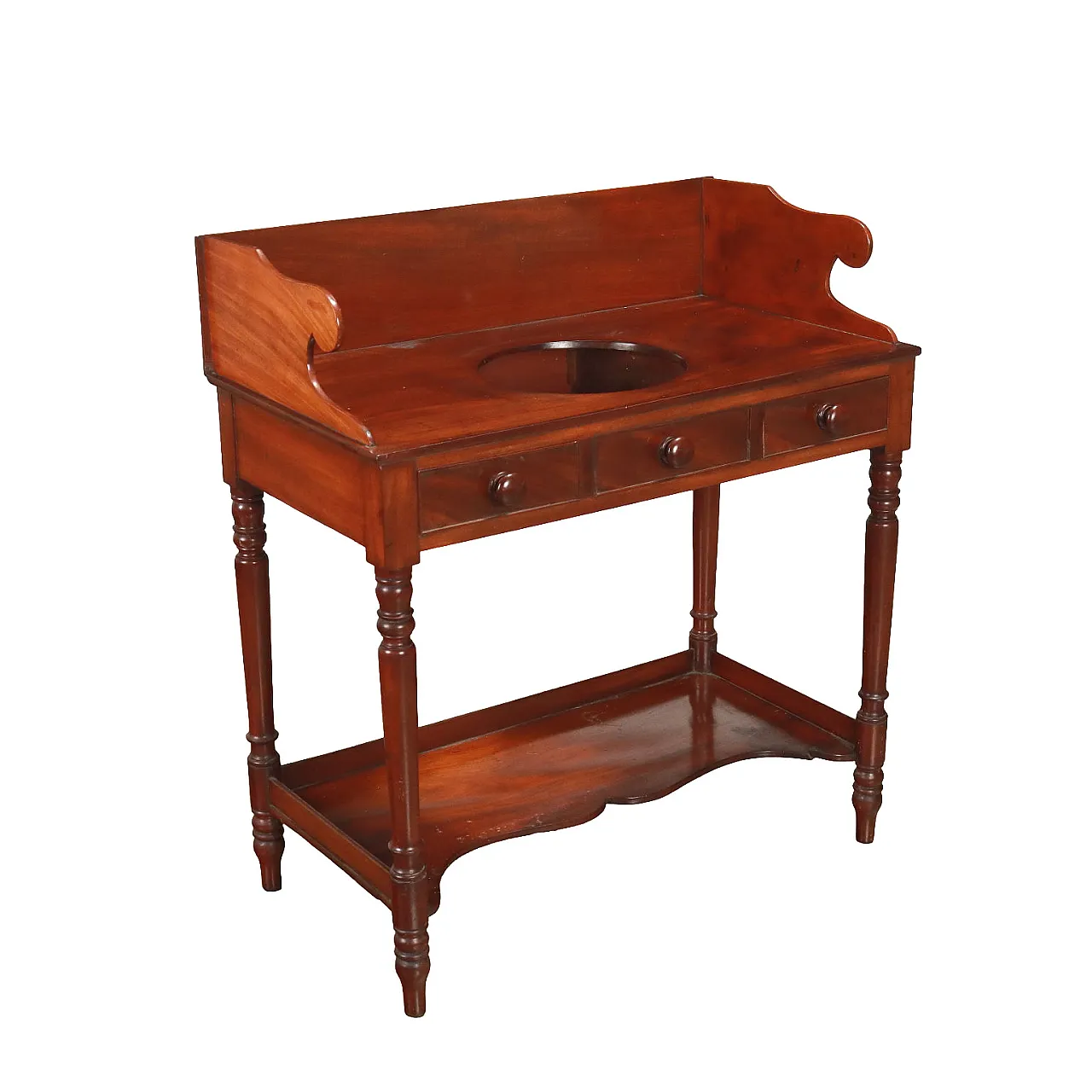 English mahogany toilet with ceramic bowl, mid-19th century 1